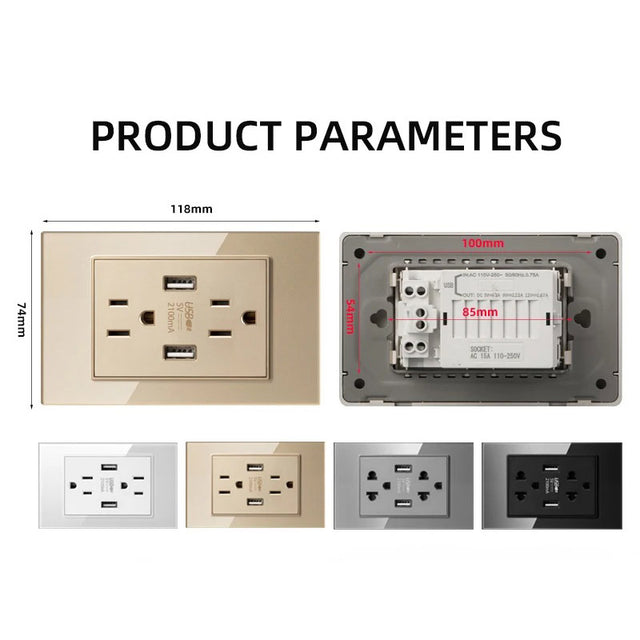 Ayako Smart Dual USB Wall Socket - Type-C Fast Charging