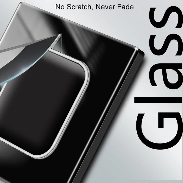 Rene Black Glass Push Button Switch with LED Indicator - 1-4 Gang, 1-2 Way