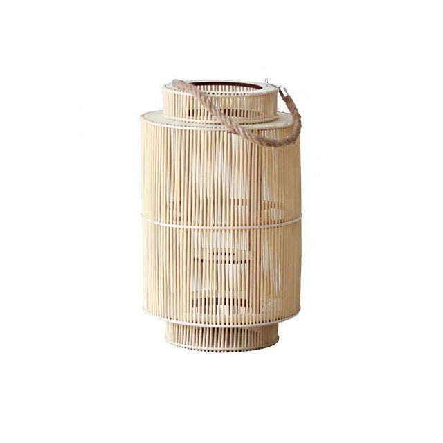 Lea Floor Lantern - Medium - Light Brown - 15.7" x 9.8" / 40cm x 25cm - Level Decor
