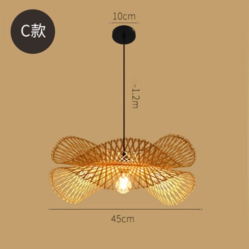 Bambus Chandelier Rattan Lamp - C - 17.7" / 45cm - Level Decor