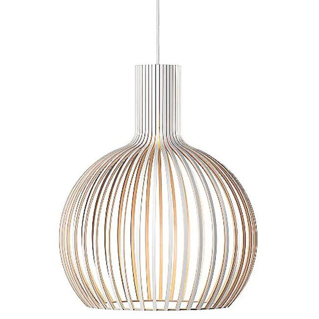 Avian Rattan Pendant Light - White Outline / 9" x 10" / 23cm x 25cm - Level Decor