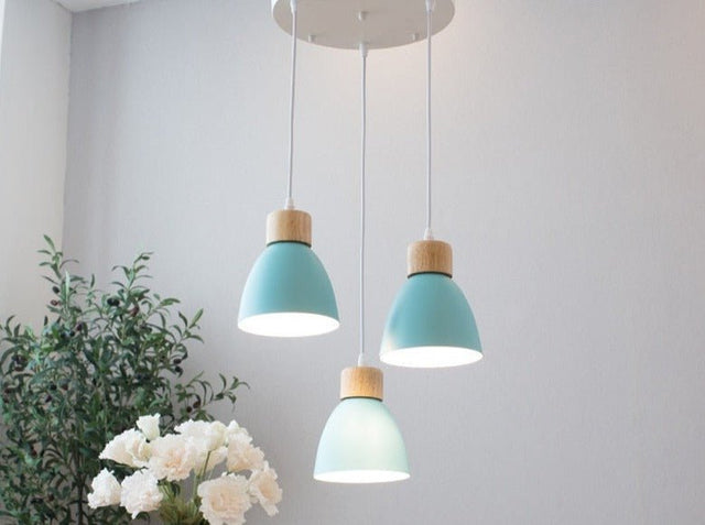 Solskin Pendant Light - Blue- 3 Heads- Disc - Level Decor