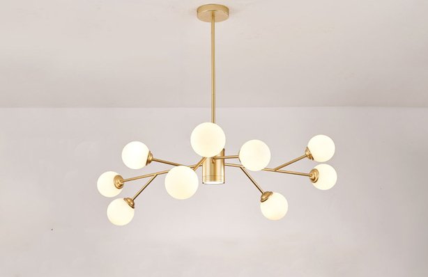 Hannelore Chandelier - B - Gold - 9 Heads - 35.4" x 19.6" / 90cm x 50cm - Level Decor