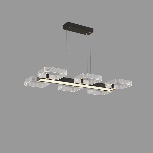 Leandro Chandelier - A - 6 heads - 31.4" x 19.6" x 59.0" / 80cm x 50cm x 150cm - 54W / White Light - Level Decor