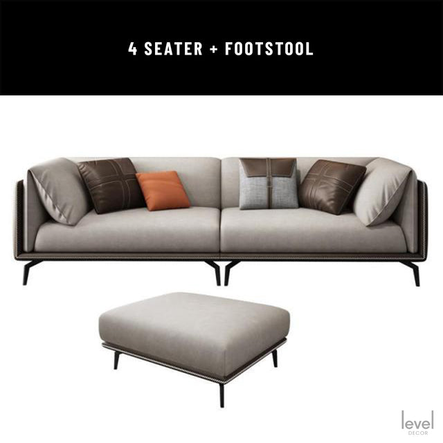 Serena Modern Sofa - 4-SEATER + FOOTSTOOL - Level Decor