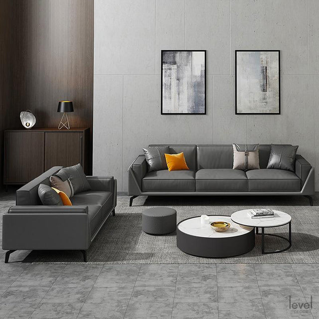 Francesca Neo-modern Genuine Leather Sofa - Level Decor