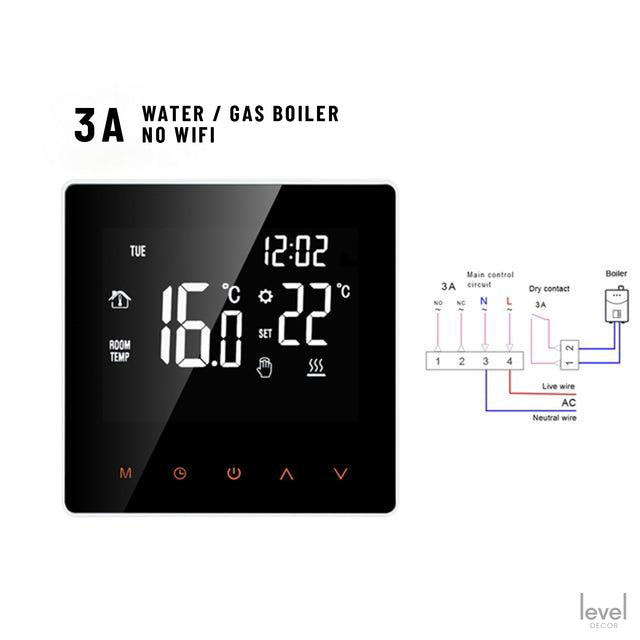 KETA WiFi Smart Thermostat | with Remote Controller for Google Home, Alexa - NO WiFi 3A Gas Boiler - Level Decor