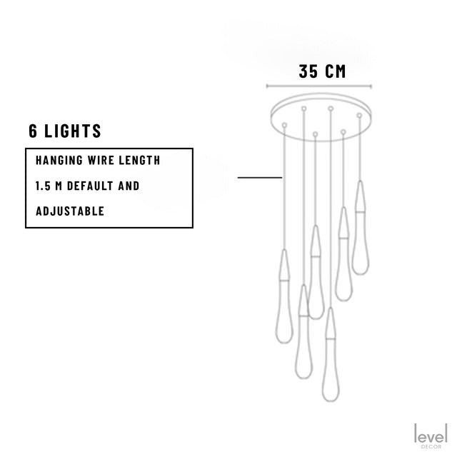 Falling Droplets Crystal LED Pendant - 6 Lights 2 / Gold bronze - Level Decor