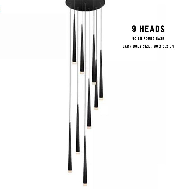 LED Long Downlight Chandelier - 9heads D3.2CMH90CM - Level Decor