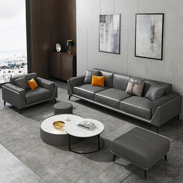 Francesca Neo-modern Genuine Leather Sofa - Level Decor