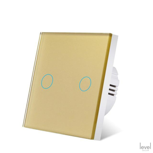 LED 2 Gang Crystal Tempered Glass Wall Light Touch Switch - Level Decor