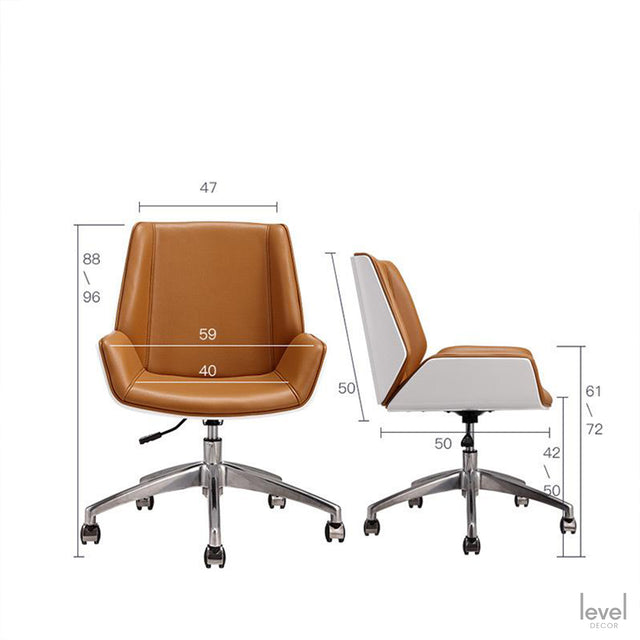 Designer Leather Solid Wood Office Chair - Level Decor