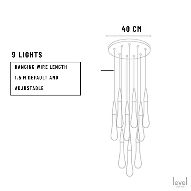 Falling Droplets Crystal LED Pendant - 9 Lights 2 / Gold bronze - Level Decor