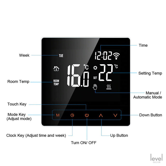 KETA WiFi Smart Thermostat | with Remote Controller for Google Home, Alexa - Level Decor