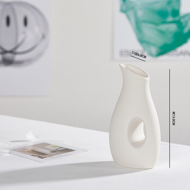 White Ceramic Vase - D - Level Decor