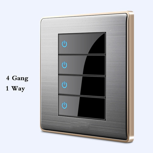 LED Stainless Steel 1-4 G, 1 & 2 Way Switch - 4Gang 1Way - Level Decor
