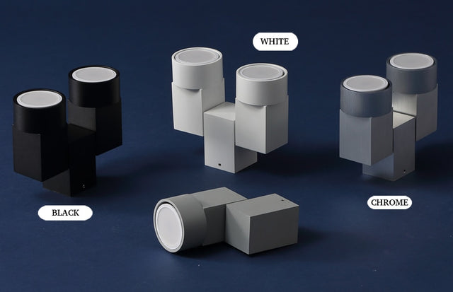 Adjustable Double Spotlight White/Black - Level Decor