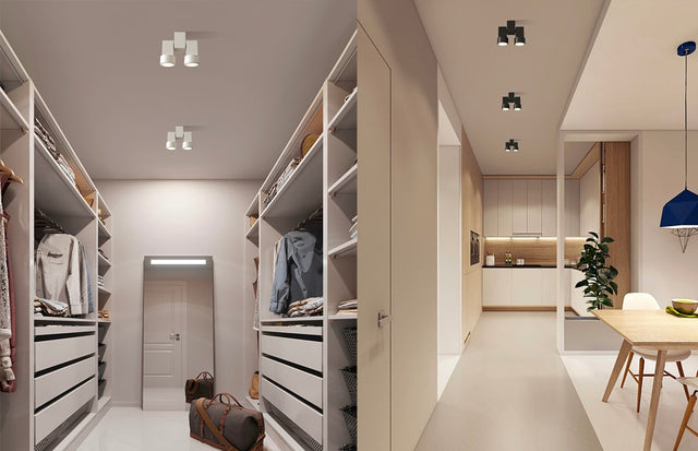 Adjustable Double Spotlight White/Black - Level Decor