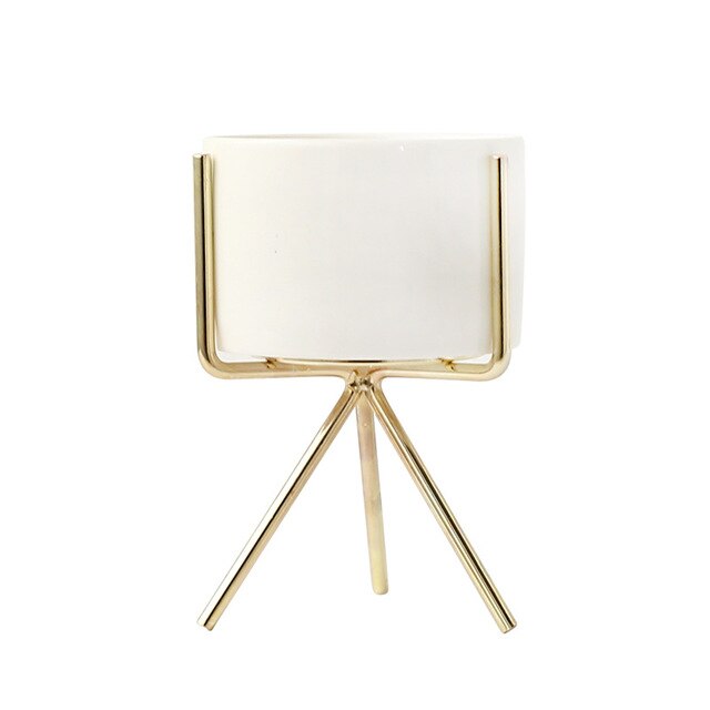 Minimalist Nordic Style Ceramic Iron Art Vase - Gold S - Level Decor