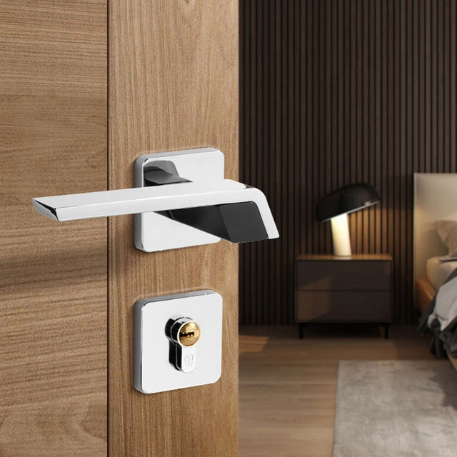 Modern Gold Door Lock - Solid Wood - Level Decor