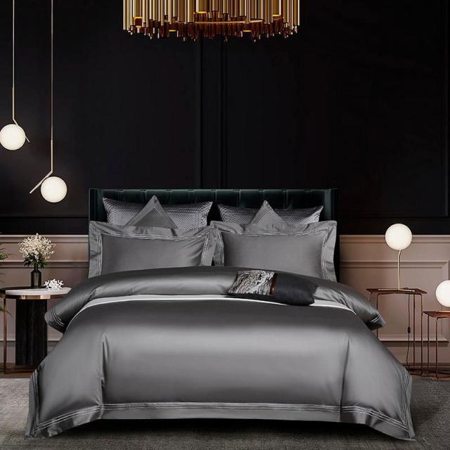 Classic Shae Egyptian Cotton Duvet Cover Set - color 4 / Fitted Bed Sheet / King size 4pcs - Level Decor