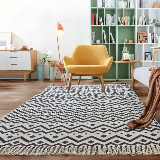 Boho Vintage Cotton and Linen Tassels Floor Rug - laimeng / 1200mm x 1700mm - Level Decor