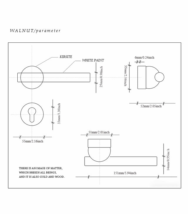 Walnut American Style Door Handle - Level Decor