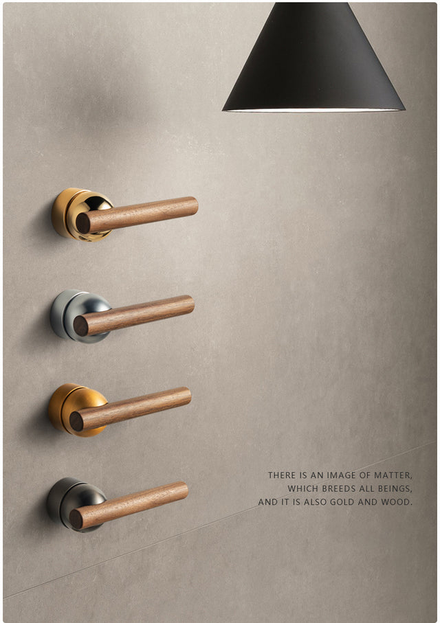 Walnut American Style Door Handle - Level Decor