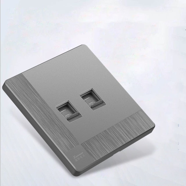Modern Grey 1-4 Gang Switch - 2 Network socket - Level Decor