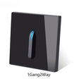 Nina Glass Panel LED Reset Button Switch - 1-4 Gang, 2 Way, 86x86mm - 1 Gang 2 Way / Black - Level Decor