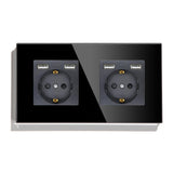 Hiroshi Black Glass EU Socket with USB Ports - Single, Double, Triple Outlets