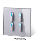 Nina Glass Panel LED Reset Button Switch - 1-4 Gang, 2 Way, 86x86mm