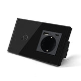 Hiroshi Black Glass EU Socket with USB Ports - Single, Double, Triple Outlets