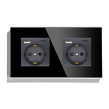 Hiroshi Black Glass EU Socket with USB Ports - Single, Double, Triple Outlets