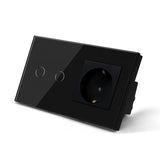 Hiroshi Black Glass EU Socket with USB Ports - Single, Double, Triple Outlets
