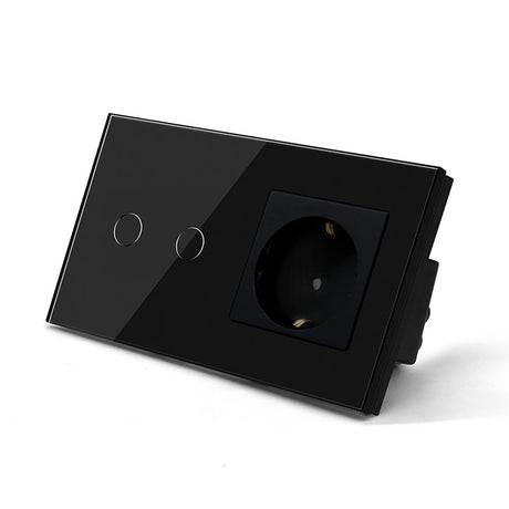 Hiroshi Black Glass EU Socket with USB Ports - Single, Double, Triple Outlets