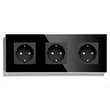 Hiroshi Black Glass EU Socket with USB Ports - Single, Double, Triple Outlets