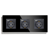 Hiroshi Black Glass EU Socket with USB Ports - Single, Double, Triple Outlets