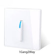 Nina Glass Panel LED Reset Button Switch - 1-4 Gang, 2 Way, 86x86mm - 1 Gang 2 Way / White - Level Decor