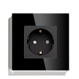 Hiroshi Black Glass EU Socket with USB Ports - Single, Double, Triple Outlets