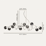 Corvus Chandelier - 12 heads - 47.2" x 59" / 120cm x 145cm / Cool White (6000K-6500K) - Level Decor