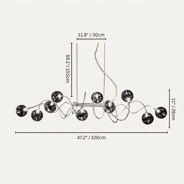 Corvus Chandelier - 12 heads - 47.2" x 59" / 120cm x 145cm / Cool White (6000K-6500K) - Level Decor