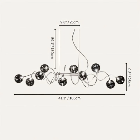 Corvus Chandelier - 10 Heads - 41.3" x 59" / 105cm x 145cm / Cool White (6000K-6500K) - Level Decor