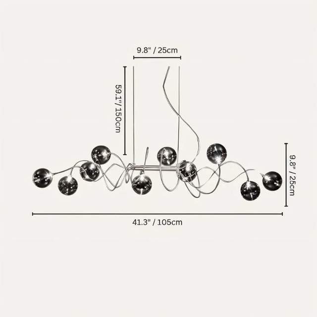 Corvus Chandelier - 10 Heads - 41.3" x 59" / 105cm x 145cm / Cool White (6000K-6500K) - Level Decor