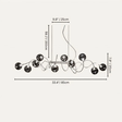 Corvus Chandelier - 8 Heads - 33.4" x 59" / 85cm x 20cm / Cool White (6000K-6500K) - Level Decor
