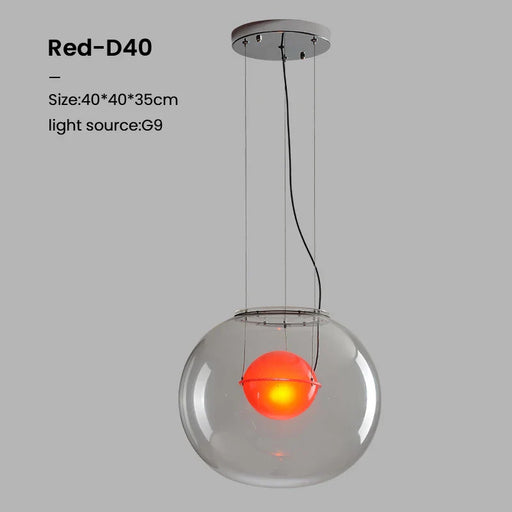 Zenith Glass Pendant Light - Red - Dia 18.7" / 40 cm / Cold White - Level Decor