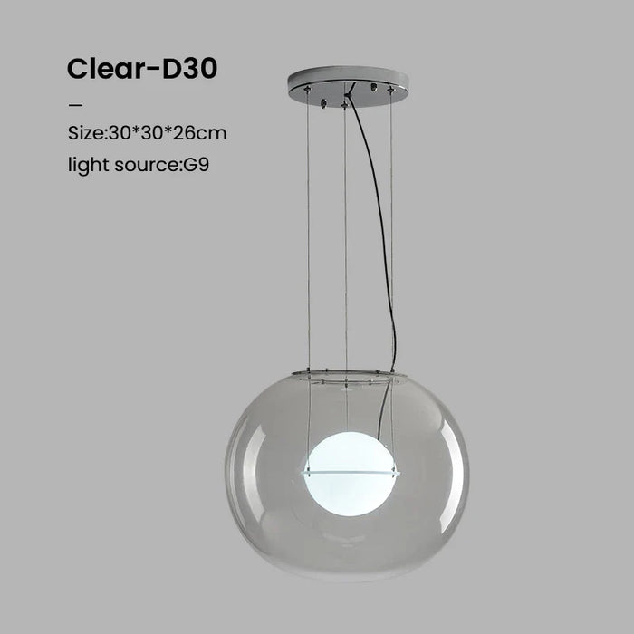 Zenith Glass Pendant Light - Clear - Dia 11.8" / 30 cm / Cold White - Level Decor