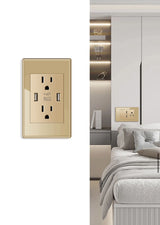 Anya Gold Tempered Glass Dual USB Wall Socket - US/Mexico Standard, Type-C Fast Charging