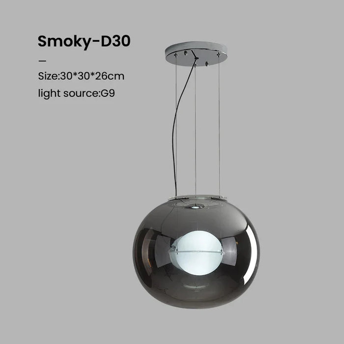 Zenith Glass Pendant Light - Smoky - Dia 11.8" / 30 cm / Cold White - Level Decor