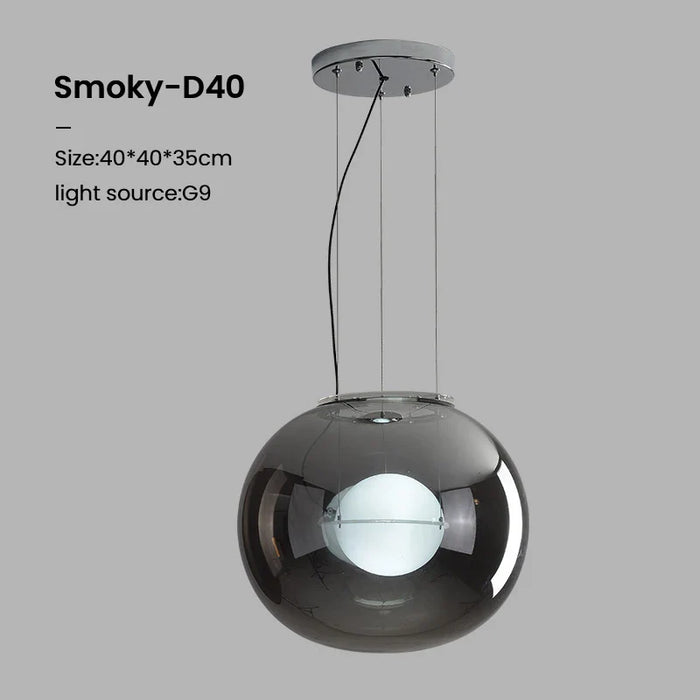 Zenith Glass Pendant Light - Smoky - Dia 18.7" / 40 cm / Cold White - Level Decor